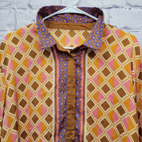Artsy Geometric Boho Blouse Size 2X TV Famous Sheryl Lee Ralph Abbott Elementary - Picture 2 of 8